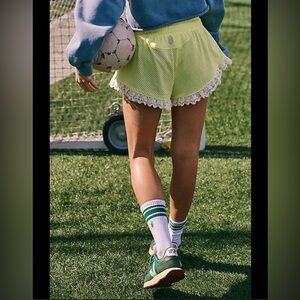 FP Movement by Free People Tip Off Yellow Lace Trim Shorts